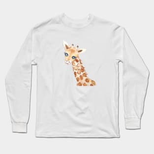 cute baby giraffe watercolor Long Sleeve T-Shirt